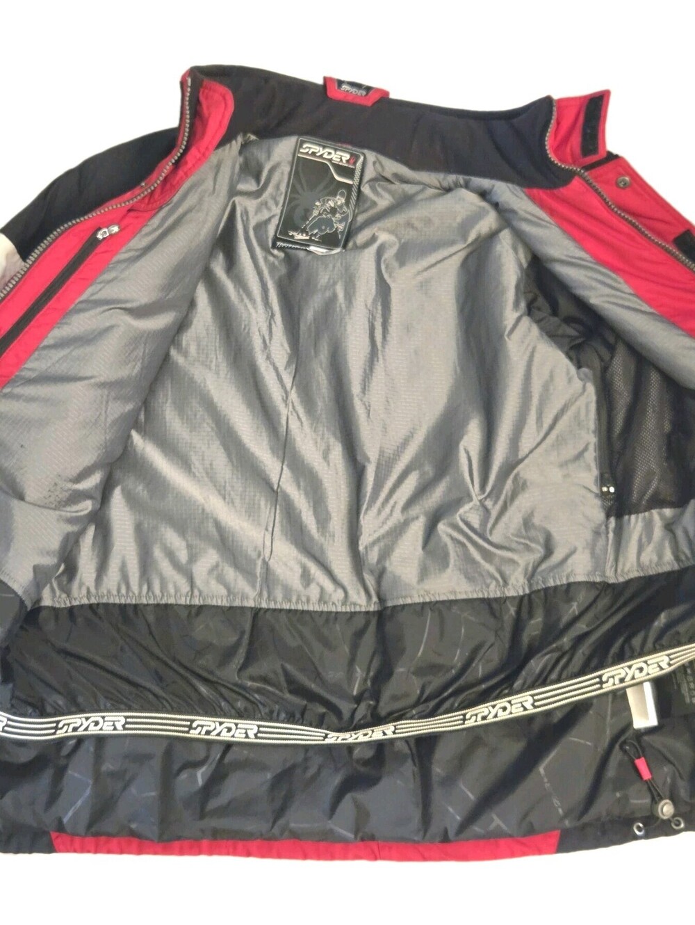 Spyder Racing Ski Jacket Mens Large Red Black Thinsulate Hooded Winter Coat Vtg - Picture 8 of 9